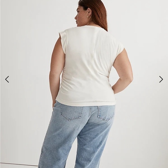 Madewell Cream Side Cinched Muscle Tank Tee Plus Size 1X - Picture 2 of 8